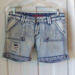 Pepe Jeans Distressed Denim Studded Shorts sz 30